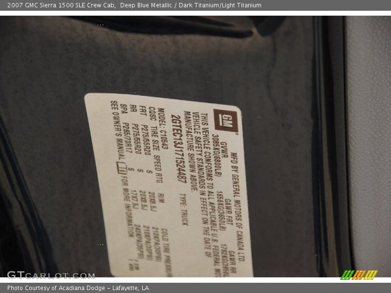 Deep Blue Metallic / Dark Titanium/Light Titanium 2007 GMC Sierra 1500 SLE Crew Cab