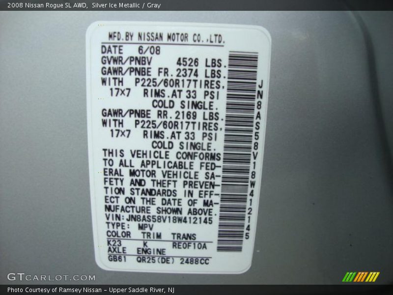 Silver Ice Metallic / Gray 2008 Nissan Rogue SL AWD