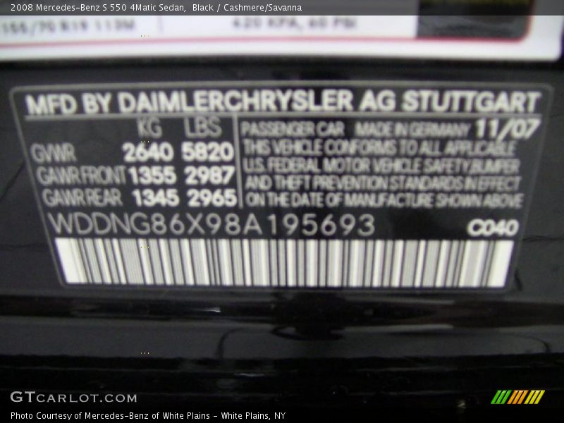 Black / Cashmere/Savanna 2008 Mercedes-Benz S 550 4Matic Sedan