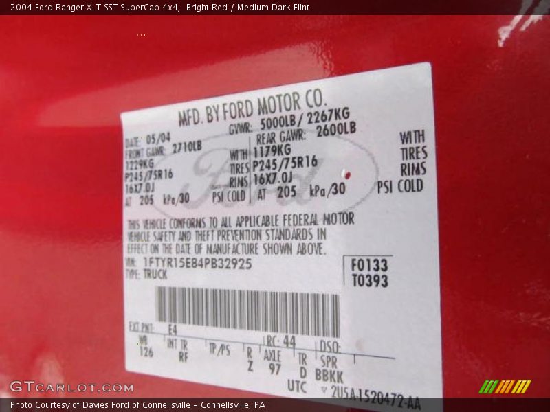 Bright Red / Medium Dark Flint 2004 Ford Ranger XLT SST SuperCab 4x4
