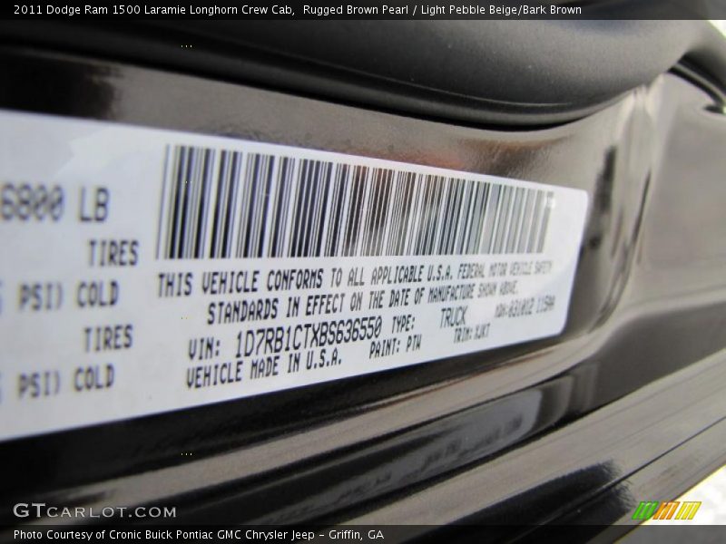 Rugged Brown Pearl / Light Pebble Beige/Bark Brown 2011 Dodge Ram 1500 Laramie Longhorn Crew Cab