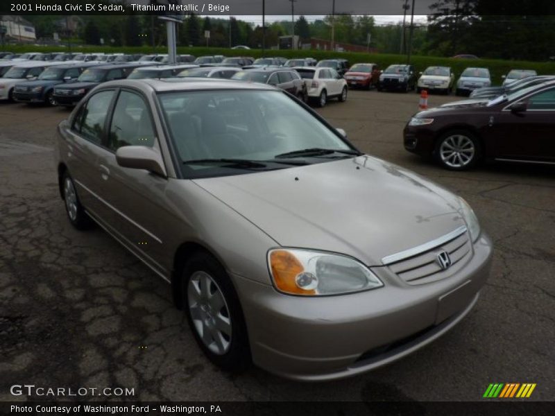 Titanium Metallic / Beige 2001 Honda Civic EX Sedan