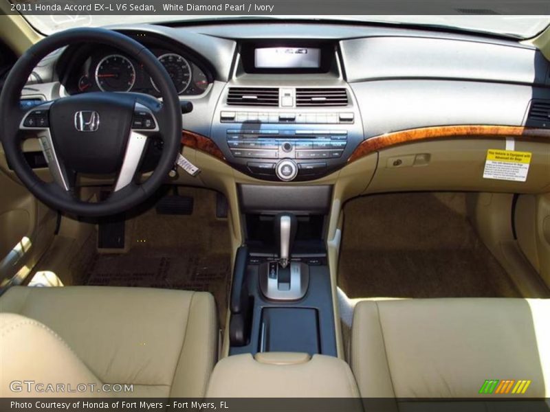White Diamond Pearl / Ivory 2011 Honda Accord EX-L V6 Sedan