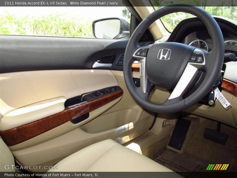 White Diamond Pearl / Ivory 2011 Honda Accord EX-L V6 Sedan