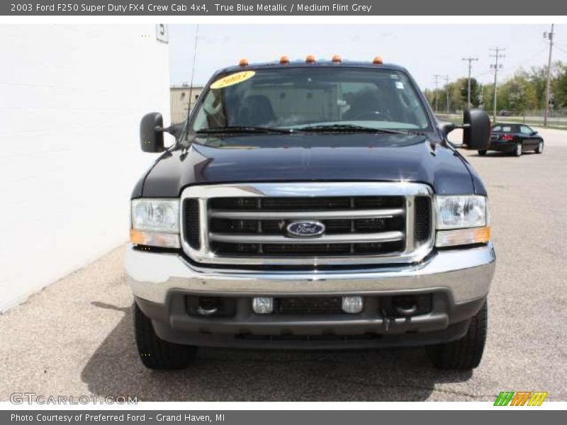 True Blue Metallic / Medium Flint Grey 2003 Ford F250 Super Duty FX4 Crew Cab 4x4