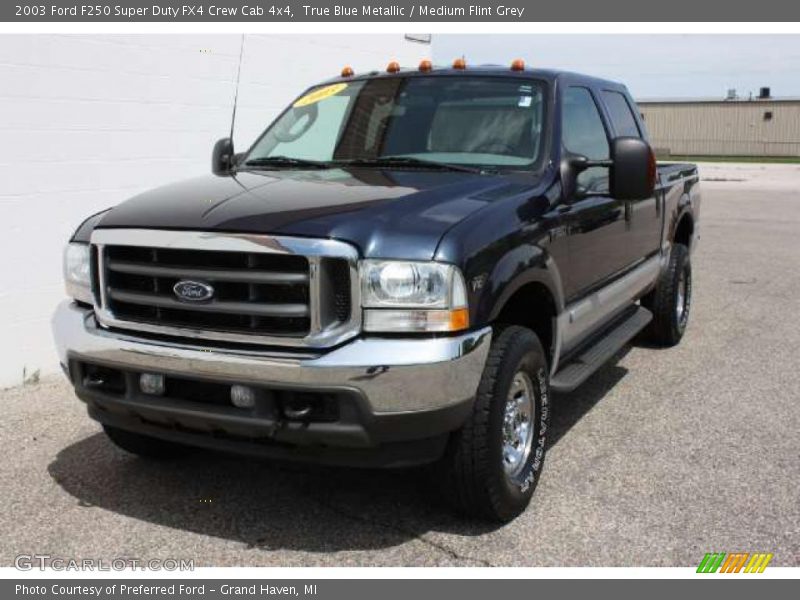 True Blue Metallic / Medium Flint Grey 2003 Ford F250 Super Duty FX4 Crew Cab 4x4