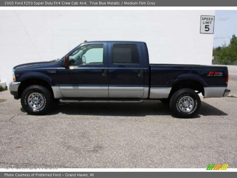 True Blue Metallic / Medium Flint Grey 2003 Ford F250 Super Duty FX4 Crew Cab 4x4