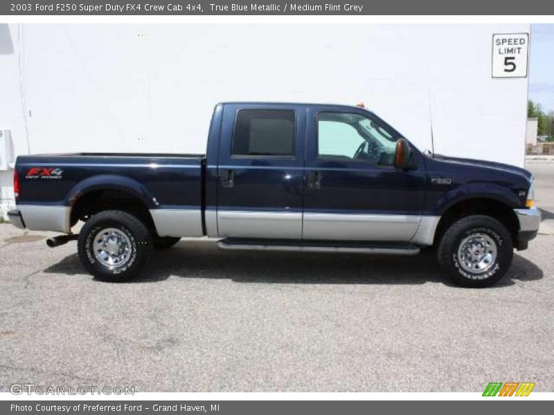True Blue Metallic / Medium Flint Grey 2003 Ford F250 Super Duty FX4 Crew Cab 4x4