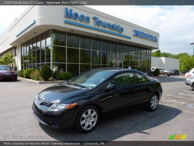 Nighthawk Black Pearl / Gray 2008 Honda Civic LX Coupe