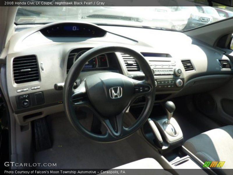 Nighthawk Black Pearl / Gray 2008 Honda Civic LX Coupe