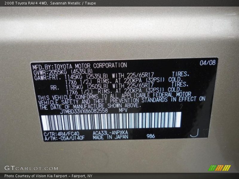Savannah Metallic / Taupe 2008 Toyota RAV4 4WD