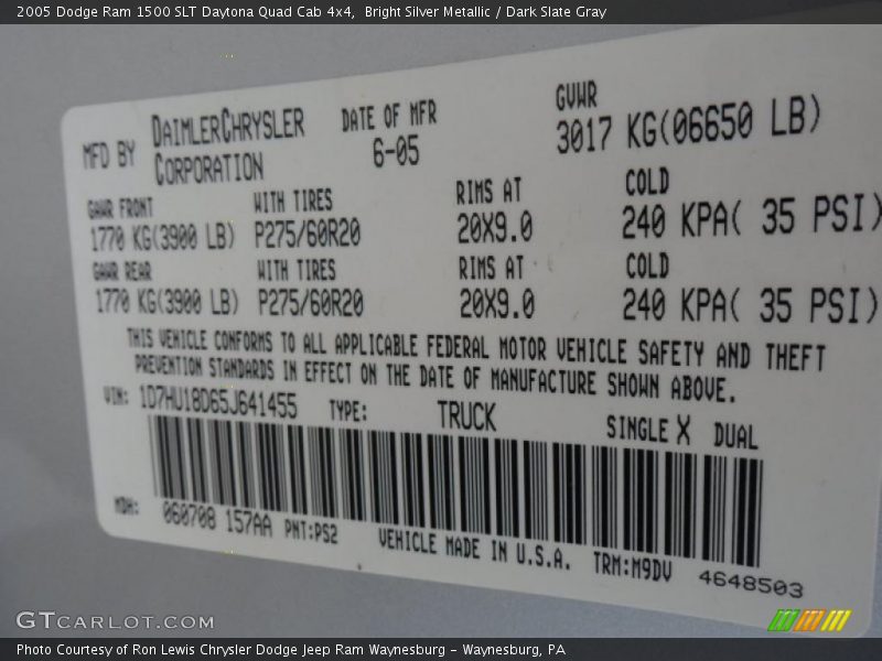 Bright Silver Metallic / Dark Slate Gray 2005 Dodge Ram 1500 SLT Daytona Quad Cab 4x4