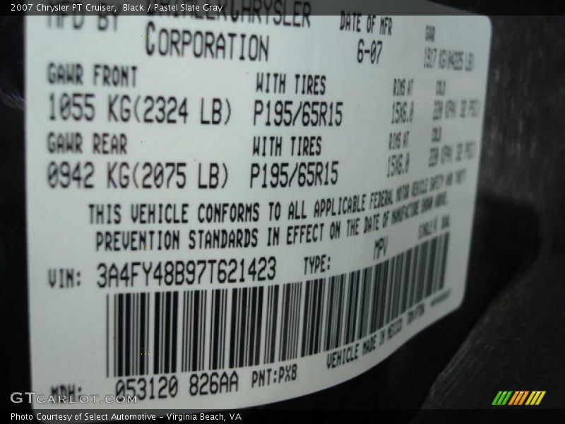 Black / Pastel Slate Gray 2007 Chrysler PT Cruiser