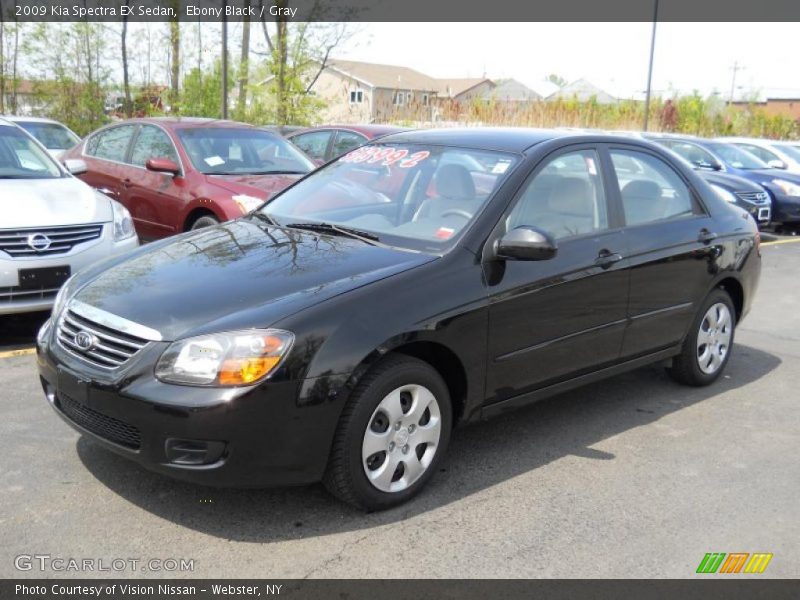 Ebony Black / Gray 2009 Kia Spectra EX Sedan