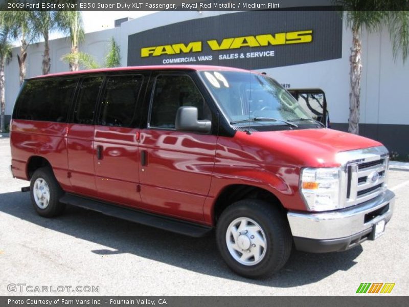 Royal Red Metallic / Medium Flint 2009 Ford E Series Van E350 Super Duty XLT Passenger