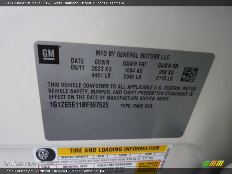 White Diamond Tricoat / Cocoa/Cashmere 2011 Chevrolet Malibu LTZ