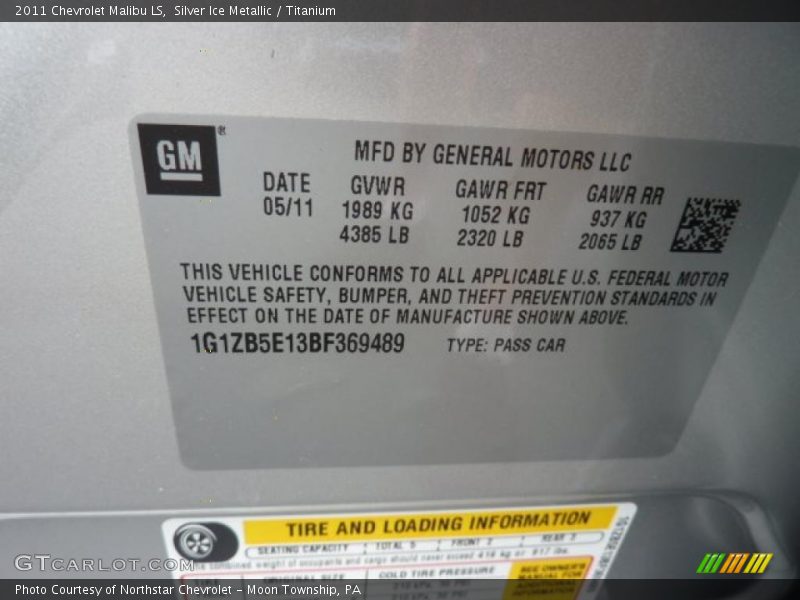Silver Ice Metallic / Titanium 2011 Chevrolet Malibu LS