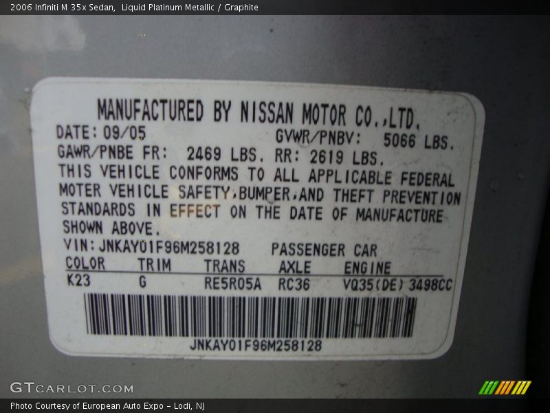 Liquid Platinum Metallic / Graphite 2006 Infiniti M 35x Sedan