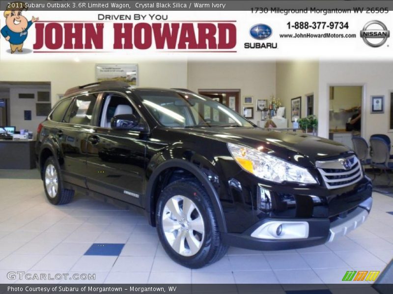 Crystal Black Silica / Warm Ivory 2011 Subaru Outback 3.6R Limited Wagon