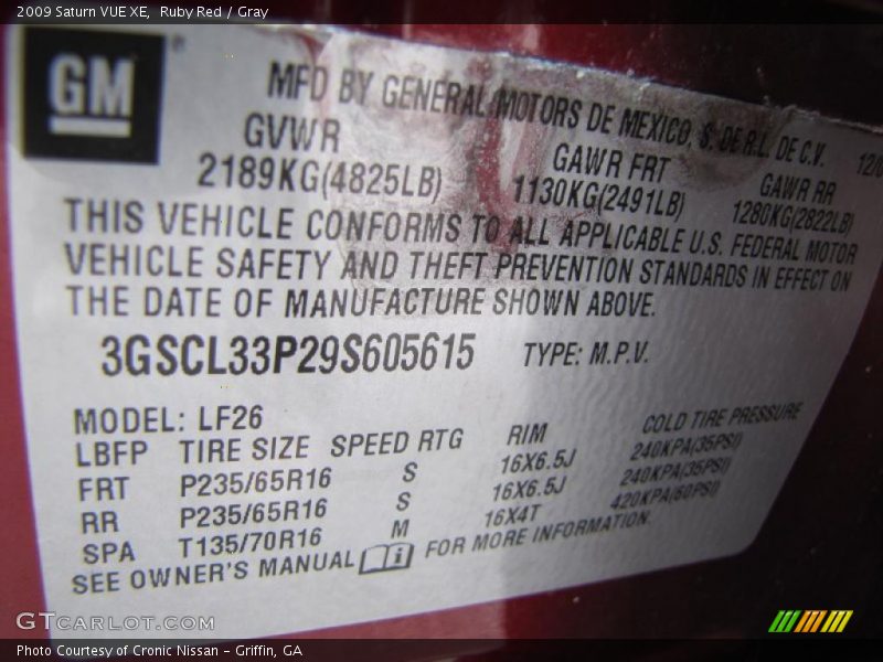 Ruby Red / Gray 2009 Saturn VUE XE