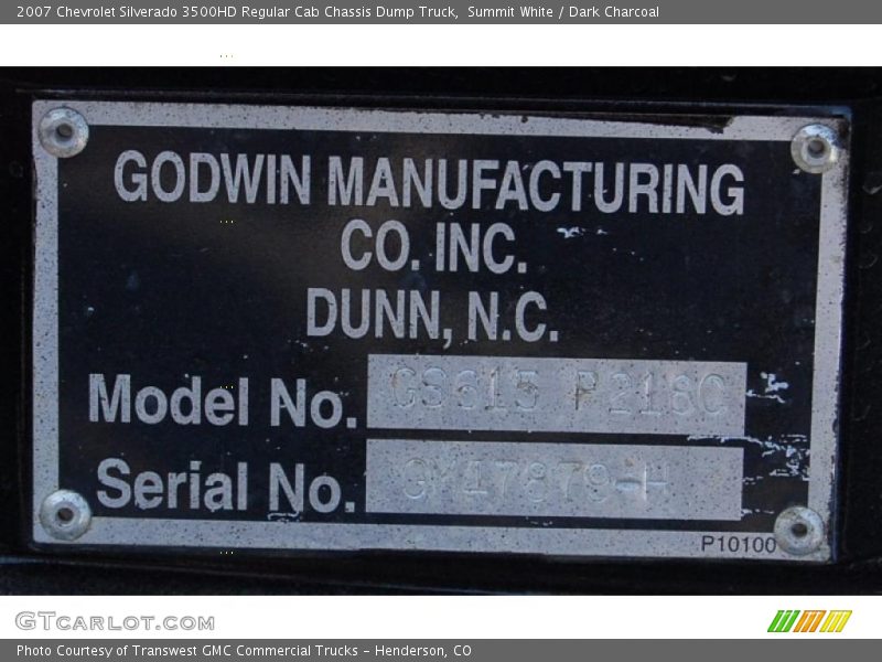 Summit White / Dark Charcoal 2007 Chevrolet Silverado 3500HD Regular Cab Chassis Dump Truck