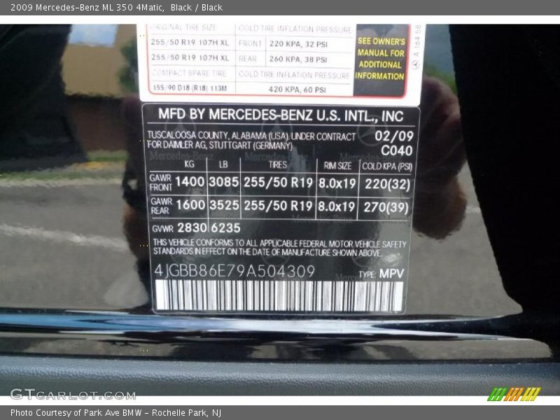 Black / Black 2009 Mercedes-Benz ML 350 4Matic