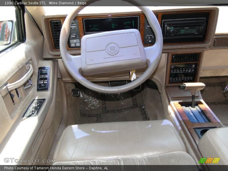 White Diamond / Beige 1990 Cadillac Seville STS