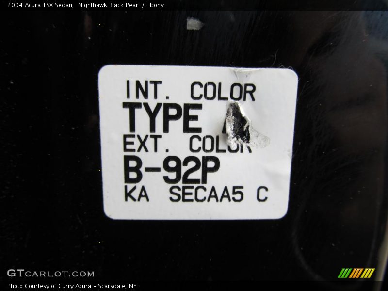 Nighthawk Black Pearl / Ebony 2004 Acura TSX Sedan