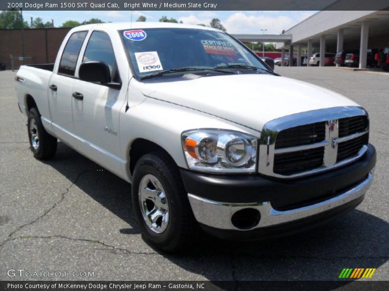 Bright White / Medium Slate Gray 2008 Dodge Ram 1500 SXT Quad Cab
