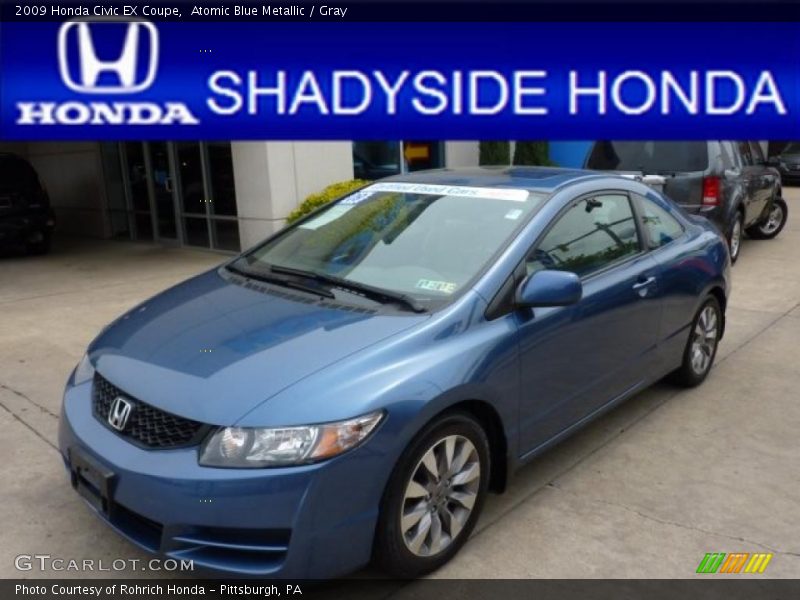 Atomic Blue Metallic / Gray 2009 Honda Civic EX Coupe