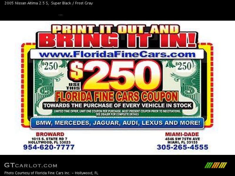 Super Black / Frost Gray 2005 Nissan Altima 2.5 S