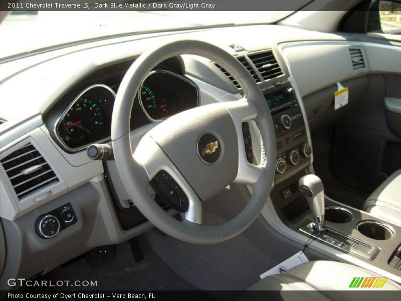Dark Blue Metallic / Dark Gray/Light Gray 2011 Chevrolet Traverse LS