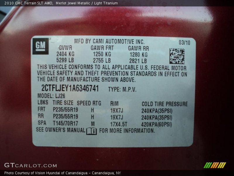 Merlot Jewel Metallic / Light Titanium 2010 GMC Terrain SLT AWD