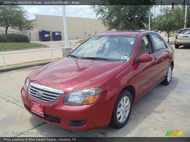 Spicy Red Metallic / Beige 2009 Kia Spectra EX Sedan