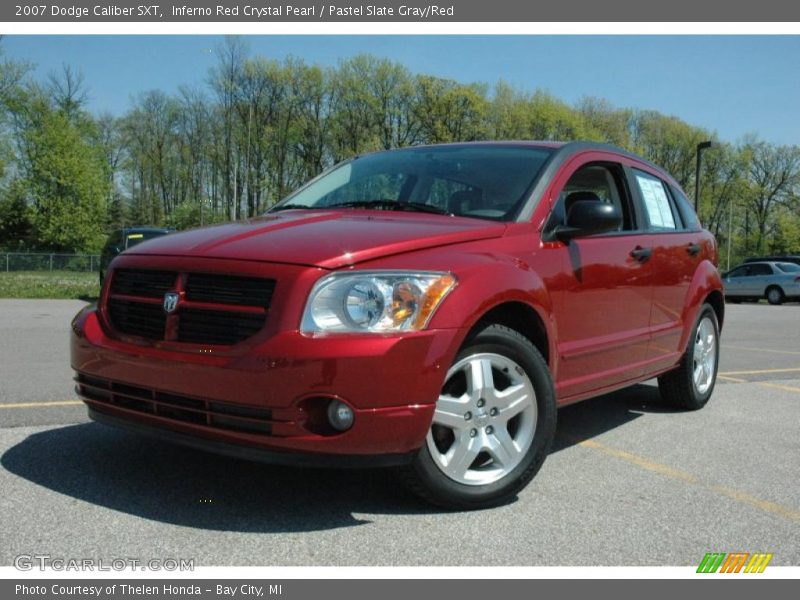 Inferno Red Crystal Pearl / Pastel Slate Gray/Red 2007 Dodge Caliber SXT