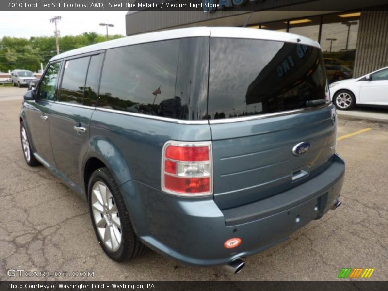 Steel Blue Metallic / Medium Light Stone 2010 Ford Flex SEL EcoBoost AWD