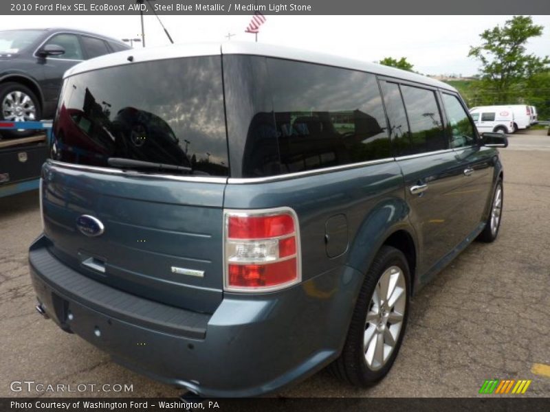 Steel Blue Metallic / Medium Light Stone 2010 Ford Flex SEL EcoBoost AWD