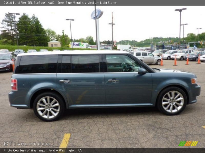 Steel Blue Metallic / Medium Light Stone 2010 Ford Flex SEL EcoBoost AWD