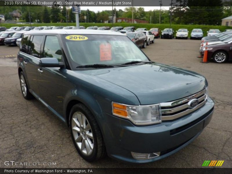 Steel Blue Metallic / Medium Light Stone 2010 Ford Flex SEL EcoBoost AWD