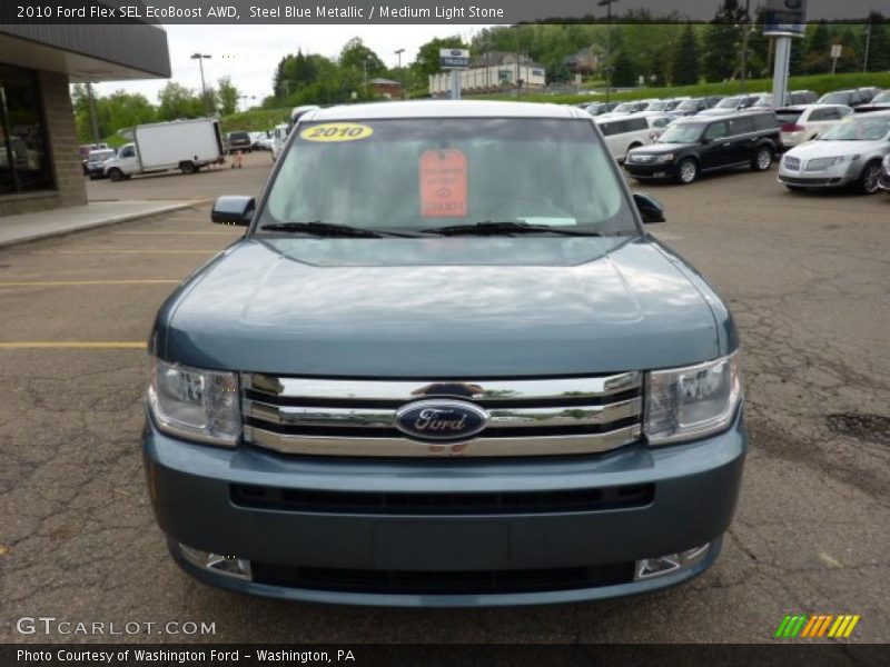 Steel Blue Metallic / Medium Light Stone 2010 Ford Flex SEL EcoBoost AWD