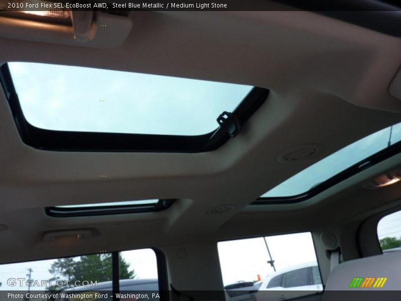Steel Blue Metallic / Medium Light Stone 2010 Ford Flex SEL EcoBoost AWD