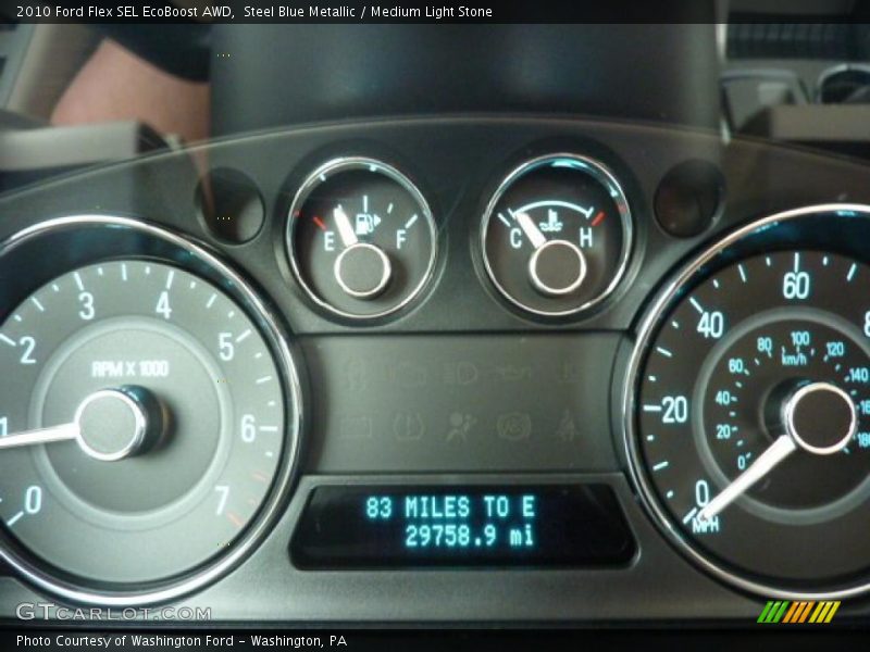 Steel Blue Metallic / Medium Light Stone 2010 Ford Flex SEL EcoBoost AWD