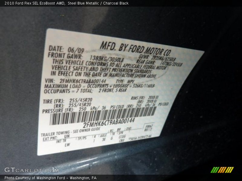 2010 Flex SEL EcoBoost AWD Steel Blue Metallic Color Code UN