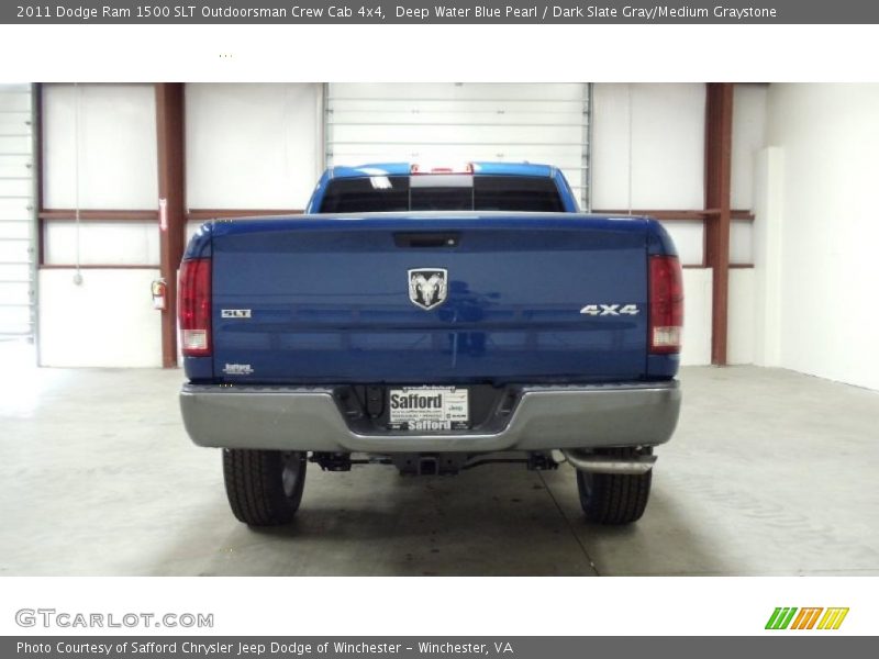 Deep Water Blue Pearl / Dark Slate Gray/Medium Graystone 2011 Dodge Ram 1500 SLT Outdoorsman Crew Cab 4x4