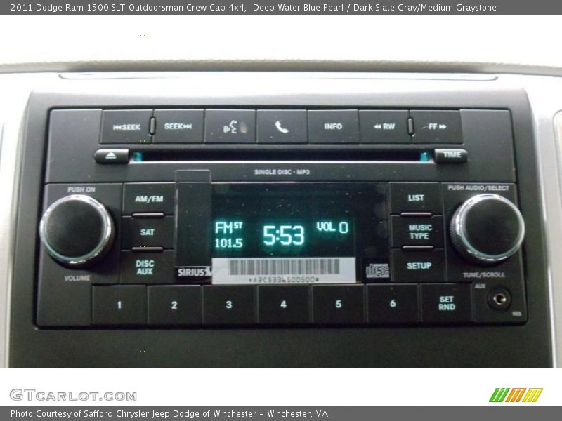 Deep Water Blue Pearl / Dark Slate Gray/Medium Graystone 2011 Dodge Ram 1500 SLT Outdoorsman Crew Cab 4x4