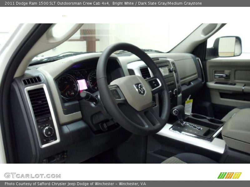 Bright White / Dark Slate Gray/Medium Graystone 2011 Dodge Ram 1500 SLT Outdoorsman Crew Cab 4x4