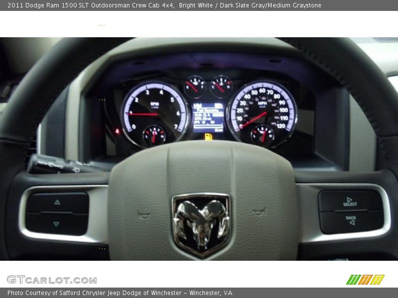 Bright White / Dark Slate Gray/Medium Graystone 2011 Dodge Ram 1500 SLT Outdoorsman Crew Cab 4x4