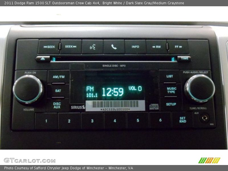 Bright White / Dark Slate Gray/Medium Graystone 2011 Dodge Ram 1500 SLT Outdoorsman Crew Cab 4x4