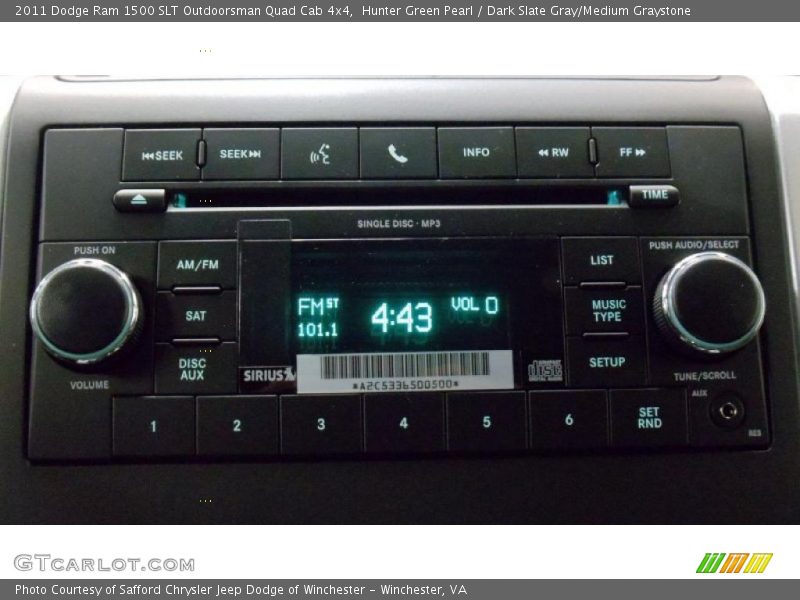 Hunter Green Pearl / Dark Slate Gray/Medium Graystone 2011 Dodge Ram 1500 SLT Outdoorsman Quad Cab 4x4
