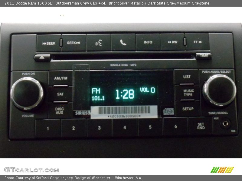 Bright Silver Metallic / Dark Slate Gray/Medium Graystone 2011 Dodge Ram 1500 SLT Outdoorsman Crew Cab 4x4